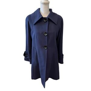 Dale Dressin Stunning Amicale Superfine Merino Wool Dress Coat Blue 2